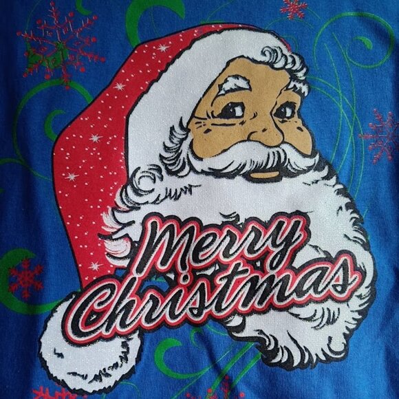 M👕 Retro Santa Christmas X-Max Ugly Holiday Blue T-Shirt Unisex - Picture 4 of 5